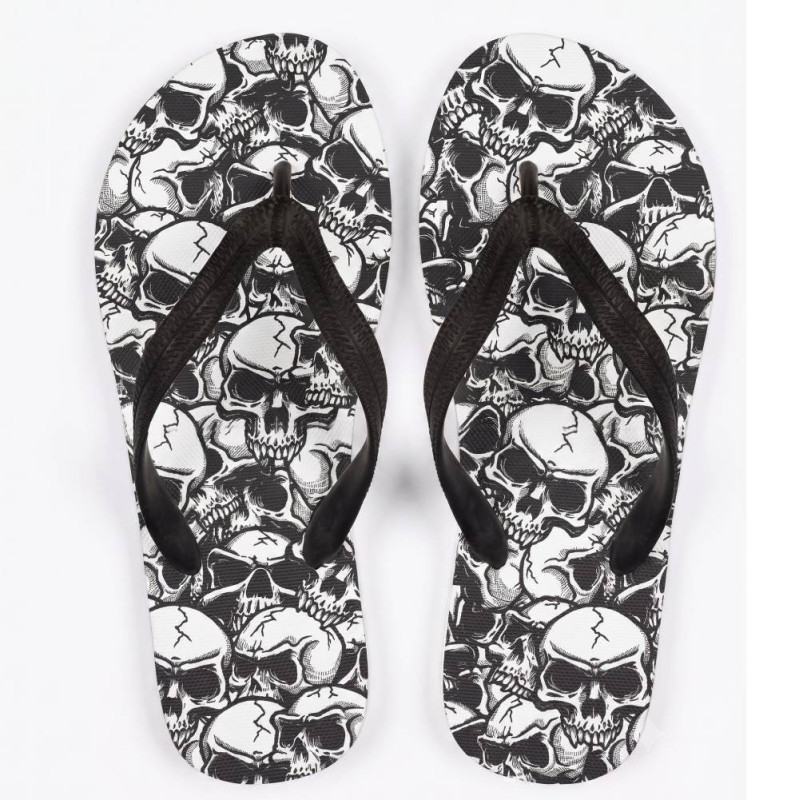 Tongs tête de mort à motif crâne Gothique