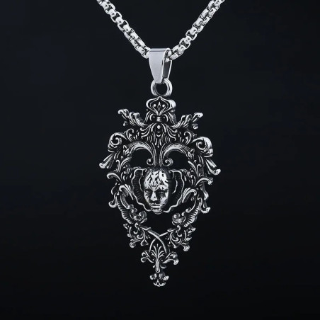 Vue de Face Pendentif Tête de Mort Baroque Gothique