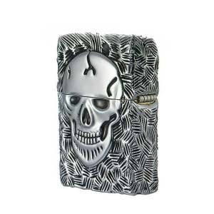 Briquet Tête de Mort Crâne Gravé “Chair Écorchée” Couleur Noir