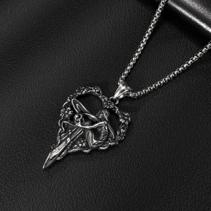 Pendentif Tête de Mort Sorcière Gothique