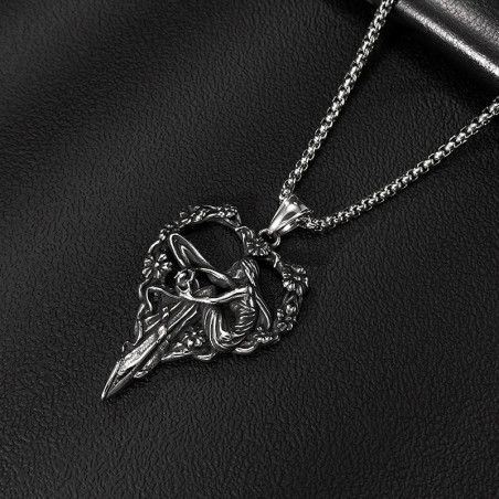 Pendentif Tête de Mort Sorcière Gothique
