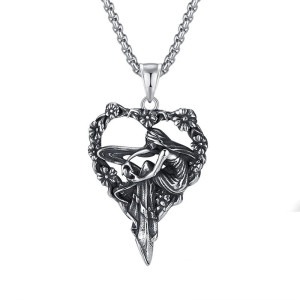 Vue Generale Pendentif Tête de Mort Sorcière Gothique
