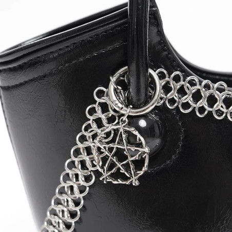 Vue detaille Sac à Main Tête de Mort Skulls Gothique "Trinité des Crânes enchaînés"