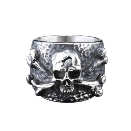 Bague Pirate Tête de Mort et Os Croisés