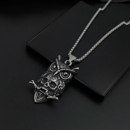 Pendentif Tête de Mort Hibou Calavera