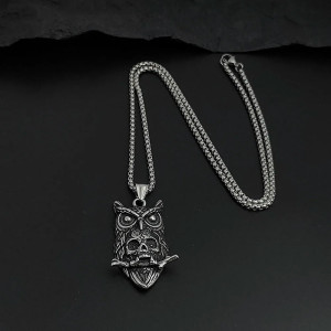 Avant Pendentif Tête de Mort Hibou Calavera