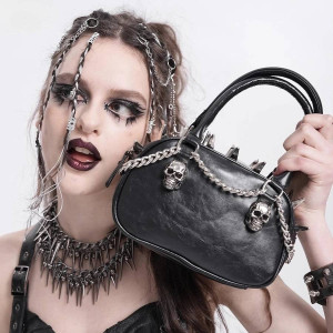 Détails du Sac à Main Tête de Mort Gothique Crânes d’Acier & Chaîne Rebelle