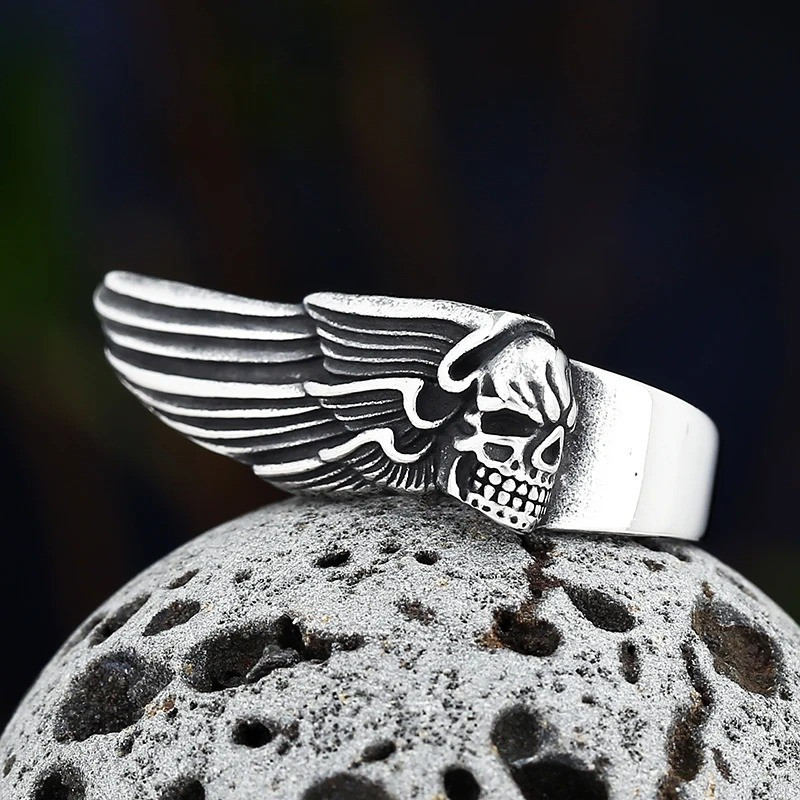 Bague Tête de Mort Ailée
