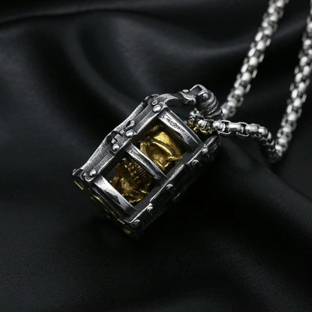 Collier Tête de Mort Crâne en Cage