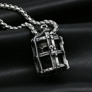 Vue detaille Collier Tête de Mort Crâne en Cage