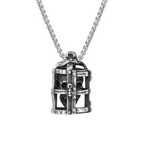 Collier Tête de Mort Crâne en Cage Couleur Argent