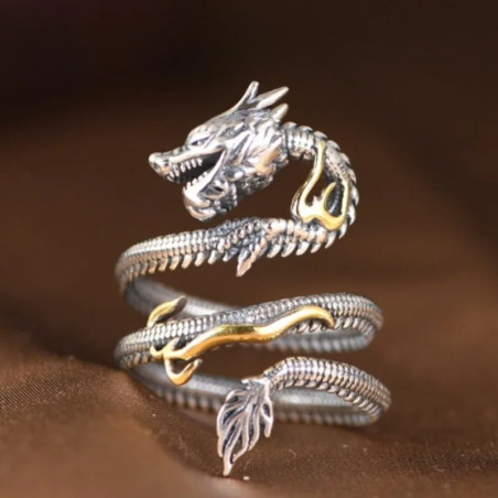Vue detaille Bague Dragon Enroulé