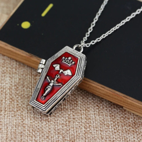 Collier Tête de Mort Goth Cercueil Vampire