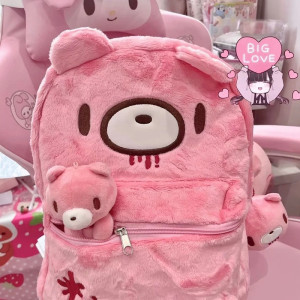 Vue de Face Sac à Dos Kawaii Gothique "Ourson Blessé en Peluche"