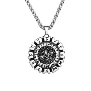 Vue generale Collier Viking Roue Runique du Destin Nordique Modele