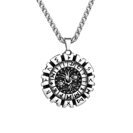 Vue generale Collier Viking Roue Runique du Destin Nordique Modele