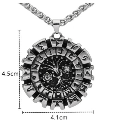 Dimensions Collier Viking Roue Runique du Destin Nordique - 2 versions au choix !