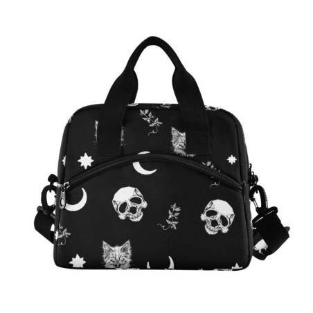 Sac Isotherme Tête de Mort Gothique "Nuit Lunaire Féline"