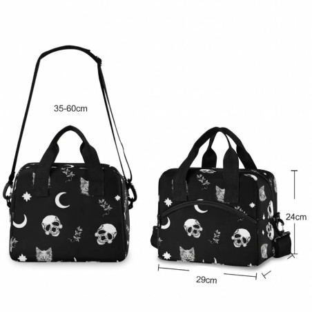 Dimensions Sac Isotherme Tête de Mort Gothique Nuit Lunaire Féline