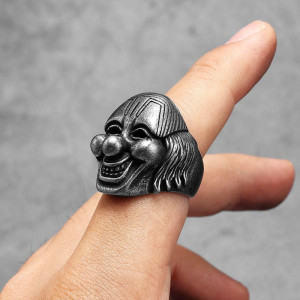 Vue portee Bague Masque de Clown Gothique