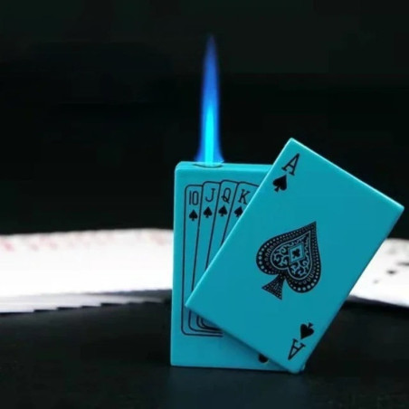 Briquet Tête de Mort Cartes à Jouer “Main du Destin Noir” Couleur Bleu