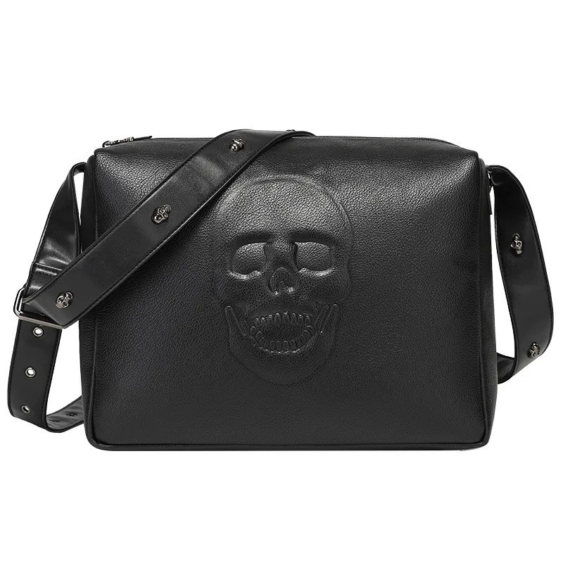 Sac Bandoulière Tête de Mort Gothique "Crâne Relief Obscur" - 3 couleurs au choix !