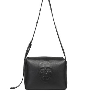 Sac Bandoulière Tête de Mort Gothique "Crâne Relief Obscur" Couleur Noir