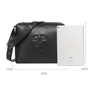 Dimensions Sac Bandoulière Tête de Mort Gothique "Crâne Relief Obscur" - 3 couleurs au choix !