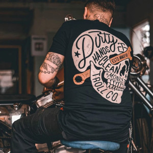 T-Shirt Tête de Mort Mains Sales Style Biker