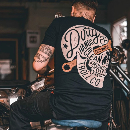 T-Shirt Tête de Mort Mains Sales Style Biker