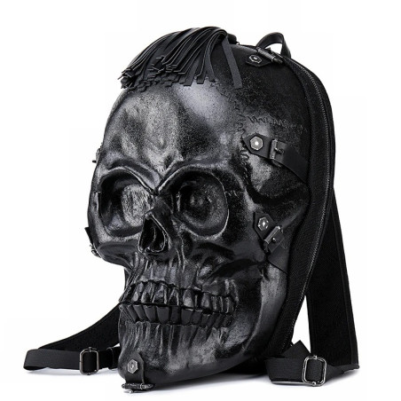 Vue laterale Sac à dos Tête de Mort "Titanium Crust" - 3 couleurs au choix !