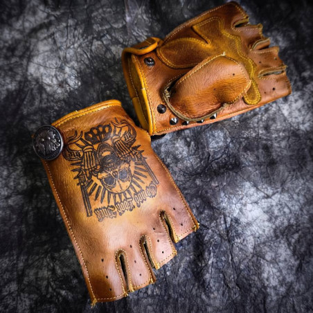 Vue Détaillée des Gants Tête de Mort Motard « Le Bélier des Enfers »