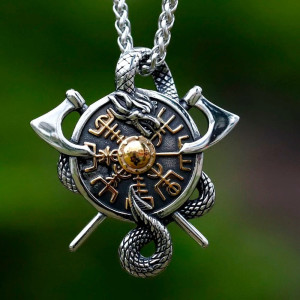 Collier Viking Valknut "Nœuds de Runes Acier" Couleur Or