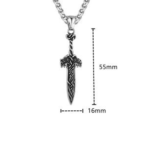 Dimensions Collier Viking - Dague de Fenrir aux Entrelacs - 2 versions au choix !