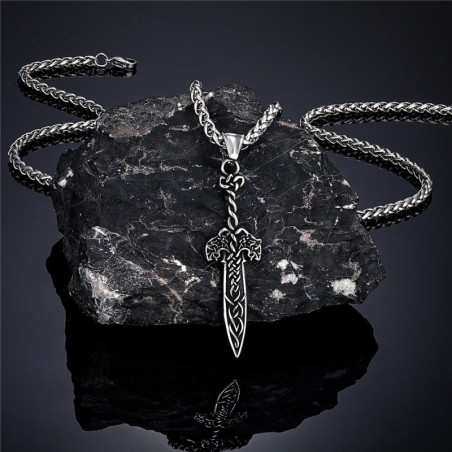 Collier Viking - Dague de Fenrir aux Entrelacs Modele 1