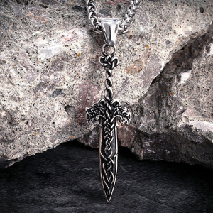 Collier Viking - Dague de Fenrir aux Entrelacs - 2 versions au choix !