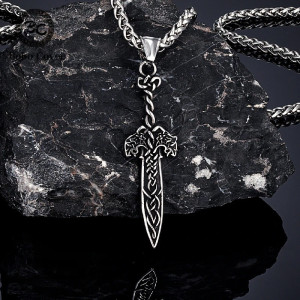 Collier Viking - Dague de Fenrir aux Entrelacs 2 versions au choix