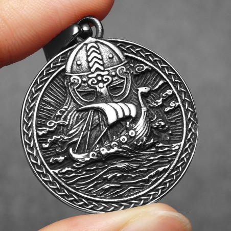 Avant Collier Viking - Médaillon Drakkar et Casque de Guerre