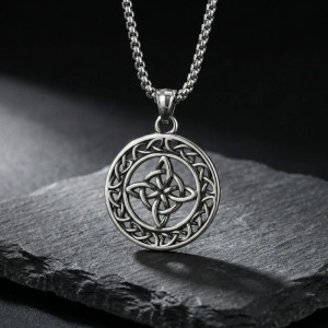 Avant Collier Viking - Boussole aux Quatre Nœuds Celtiques