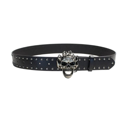 Ceinture Tête de Mort Flammes « Crâne Furie Ardente »