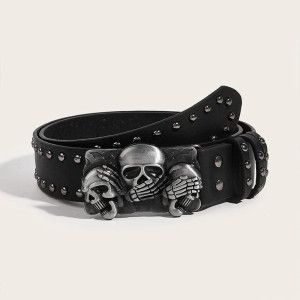 Ceinture Tête de Mort Cloutée « Triptyque Silence des Ombres »