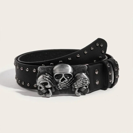 Ceinture Tête de Mort Cloutée « Triptyque Silence des Ombres »