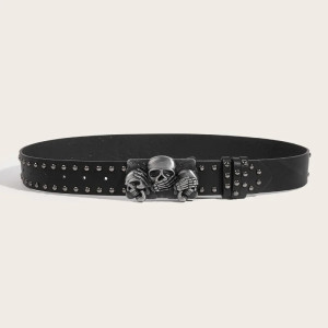 Vue de Face Ceinture Tête de Mort Cloutée « Triptyque Silence des Ombres »