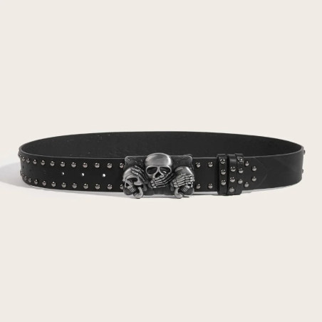 Vue de Face Ceinture Tête de Mort Cloutée « Triptyque Silence des Ombres »