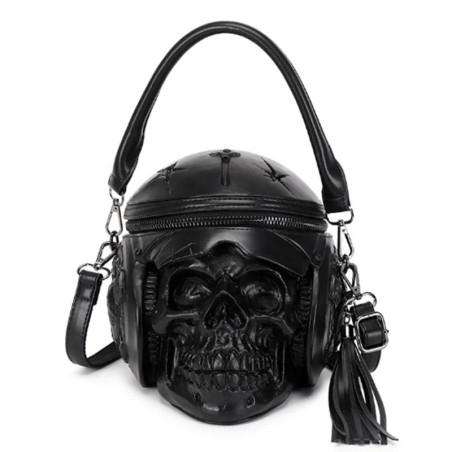 Sac Tête de Mort Casque Noir "Entre vitesse et éternité"  Couleur noir