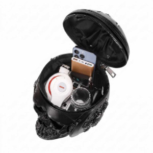 Détails contenu Sac Tête de Mort Casque Noir Entre vitesse et éternité