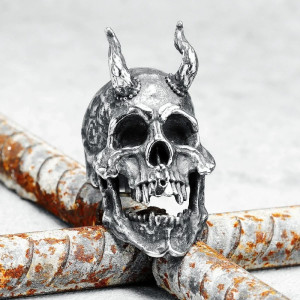 Avant Bague Tête de Mort Satan Hurleur
