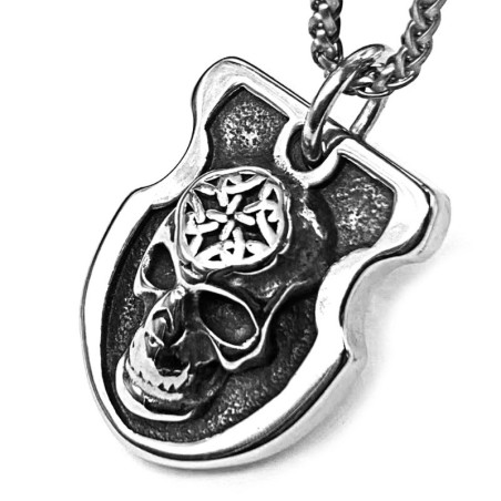 Vue Laterale Collier Tête de Mort « Le Blason des Ombres »