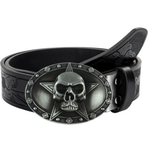 Vue generale Ceinture Tête de Mort Étoile « Crâne Pentacle Noir » Couleur Noir