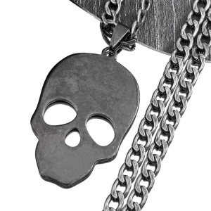 Collier Tête de Mort « Crâne Brut » Couleur Noir